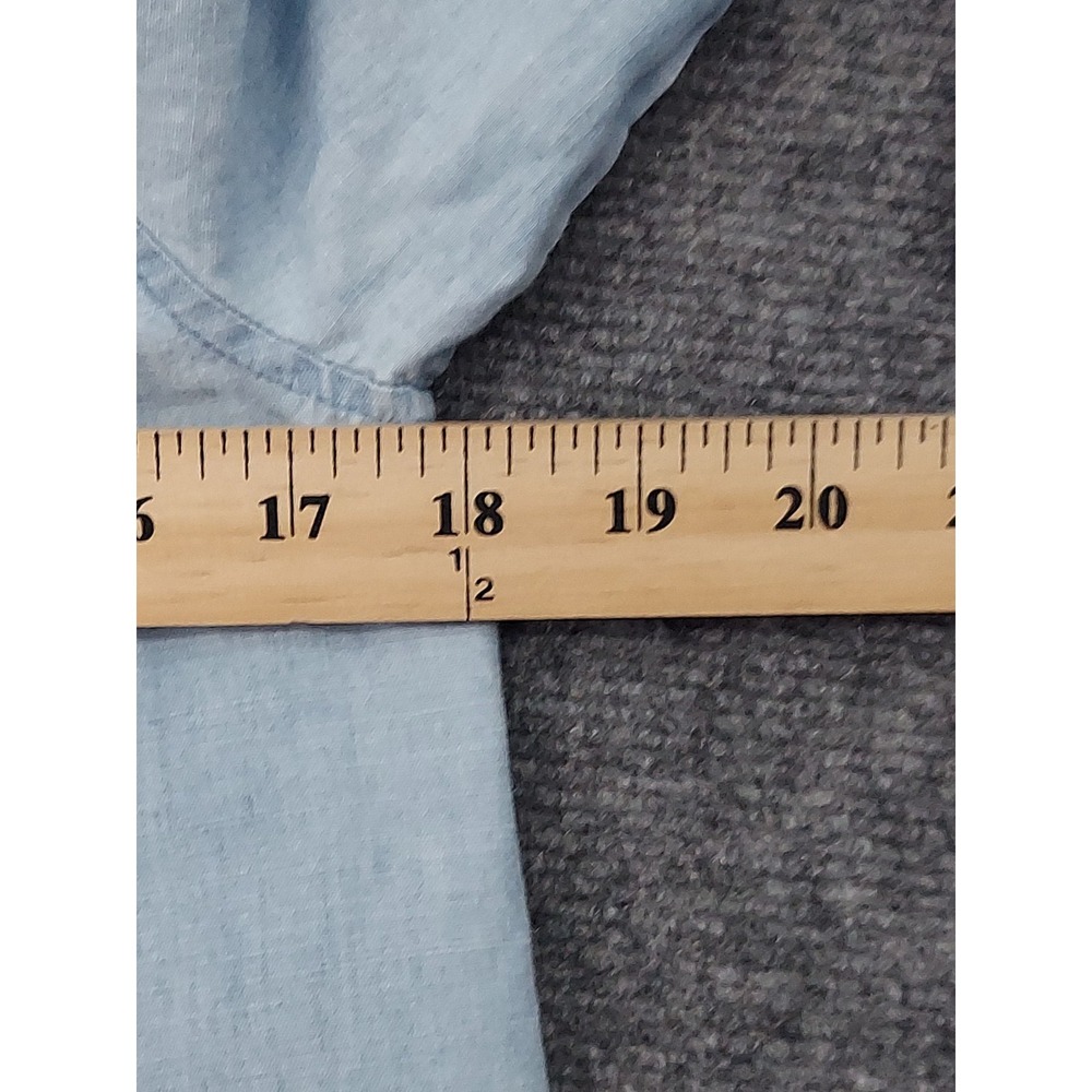 Baldwin Shirt Dress Womens Medium Blue Chambray Long Sleeve Button Up Pockets - Picture 10 of 12